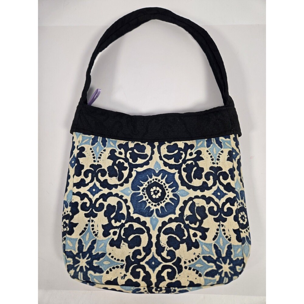 Just The One Blue Floral Fabric Hobo Shoulder Bag Magnetic Snap Boho Purse
